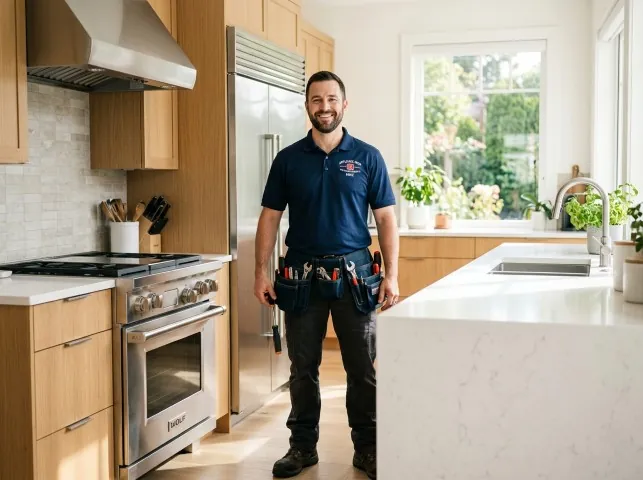 Appliance Repair Hero technician in a Adamsburg, PA kitchen after an appliance repair